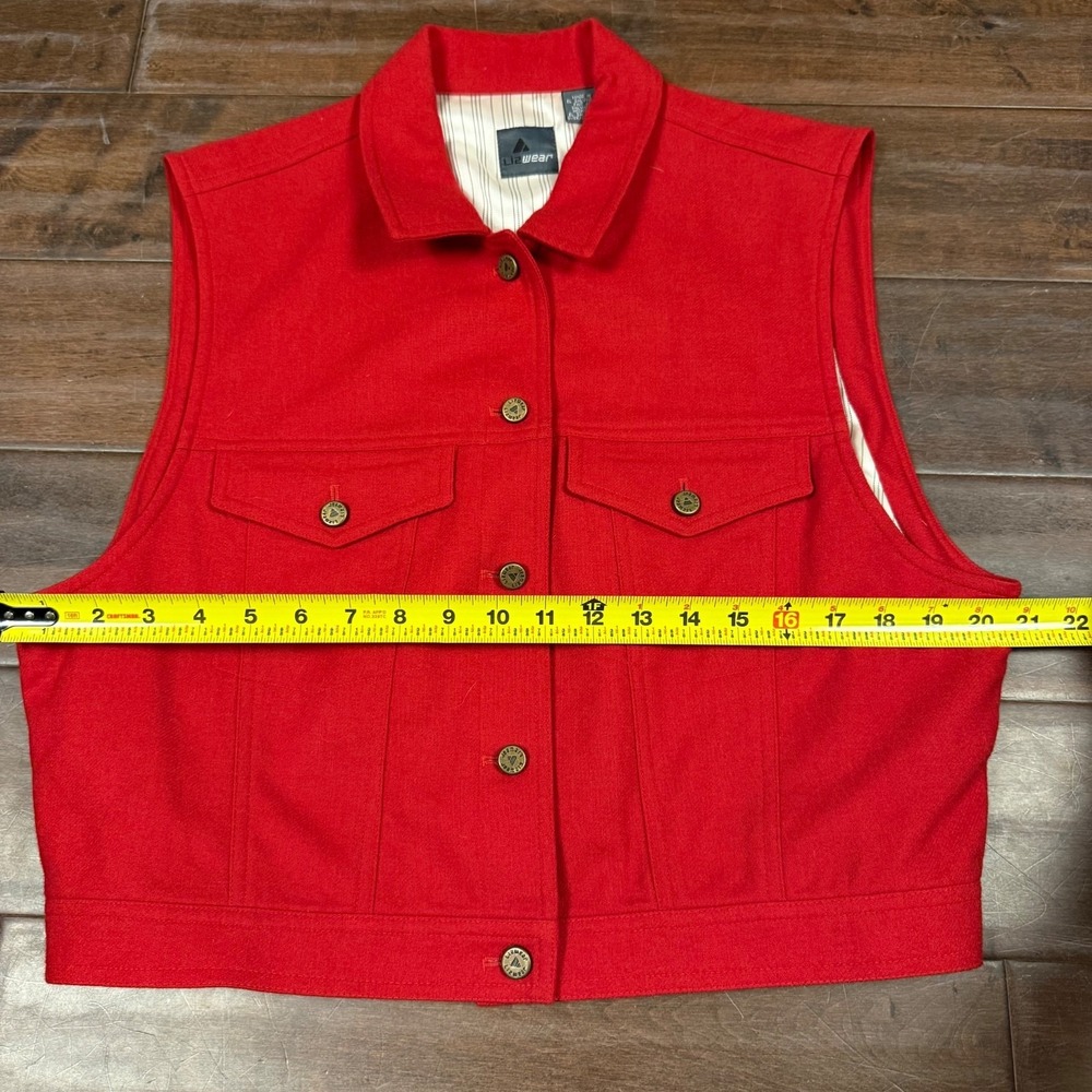 Vintage Lizwear Vest Wool Blend Vest Button Front Cabincore | Red | Size Large - Picture 4 of 8